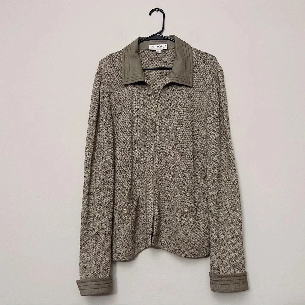 Vintage 90s St.John zip front jacket size 16 plus size coastal grandma luxury